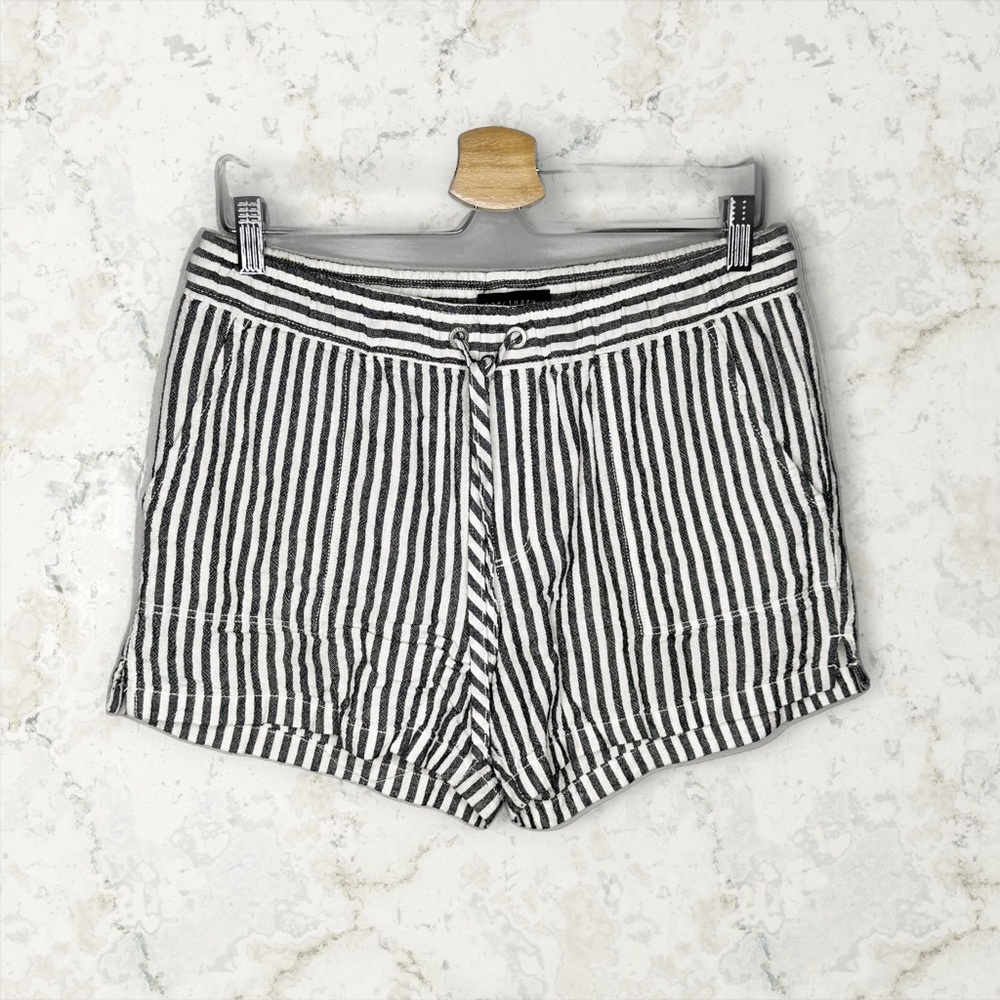 Sanctuary Black & White Striped High-Waist Drawstring Shorts
